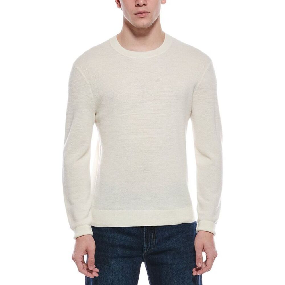 Theory Mens  100% Cashmere Crewneck Sweater, Ivory